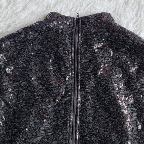 Jodi Kristopher Black Sequin Crop Top Size 9(M) - Picture 5 of 11